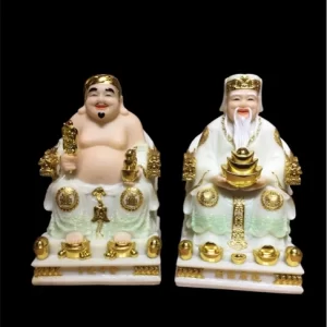 Tượng Thần Tài Thổ Địa bằng đá 10in