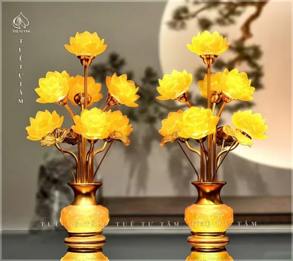 Đèn Sen Lưu Ly Hoa Nở Cánh 7 Bông 