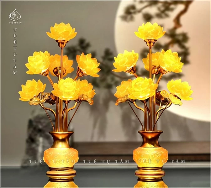 Đèn Sen Lưu Ly Hoa Nở Cánh 7 Bông