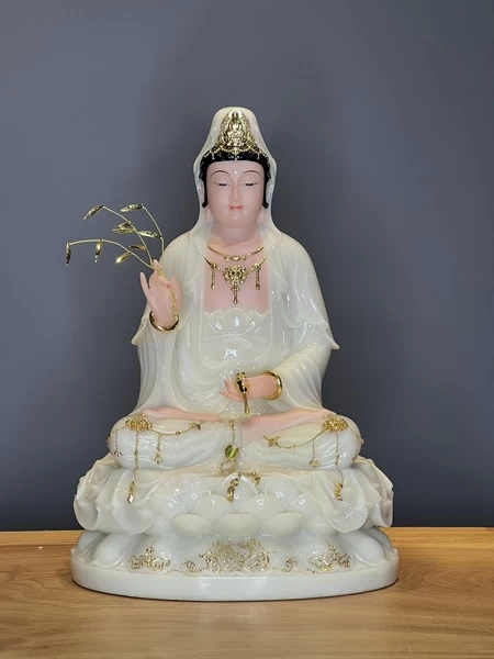 Tượng Quan Âm Trắng Song Chuỗi